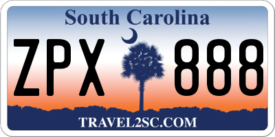 SC license plate ZPX888