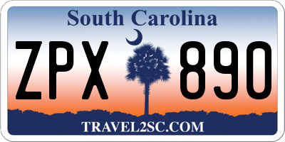 SC license plate ZPX890