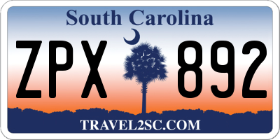 SC license plate ZPX892