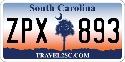 SC license plate ZPX893