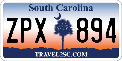SC license plate ZPX894