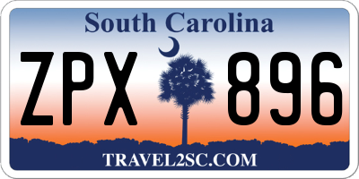 SC license plate ZPX896