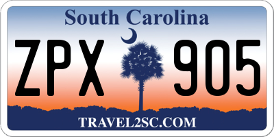 SC license plate ZPX905