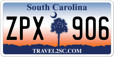 SC license plate ZPX906