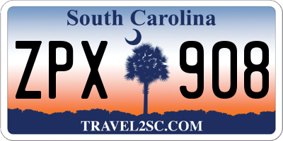 SC license plate ZPX908