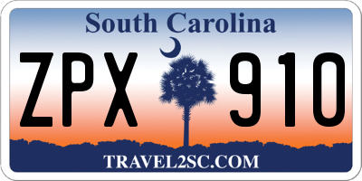 SC license plate ZPX910
