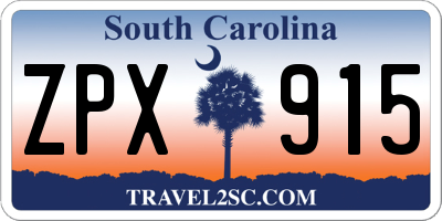 SC license plate ZPX915
