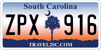 SC license plate ZPX916