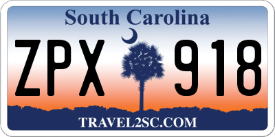 SC license plate ZPX918