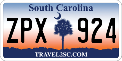 SC license plate ZPX924
