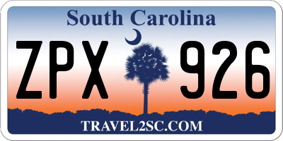 SC license plate ZPX926