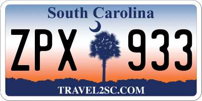 SC license plate ZPX933