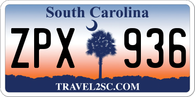 SC license plate ZPX936