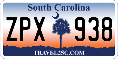 SC license plate ZPX938