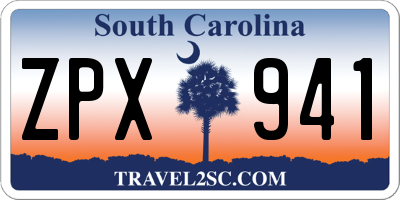 SC license plate ZPX941