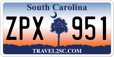 SC license plate ZPX951