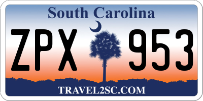 SC license plate ZPX953