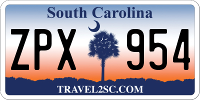 SC license plate ZPX954