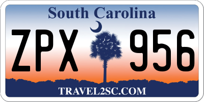 SC license plate ZPX956