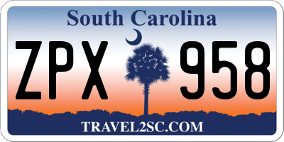 SC license plate ZPX958