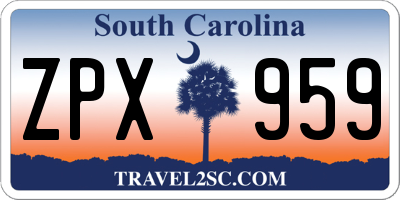 SC license plate ZPX959