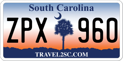 SC license plate ZPX960