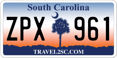 SC license plate ZPX961