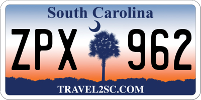 SC license plate ZPX962