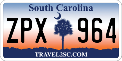 SC license plate ZPX964