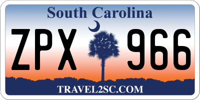 SC license plate ZPX966