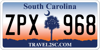 SC license plate ZPX968