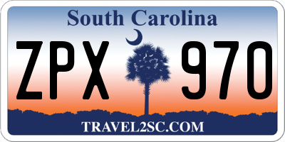 SC license plate ZPX970