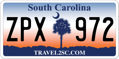 SC license plate ZPX972