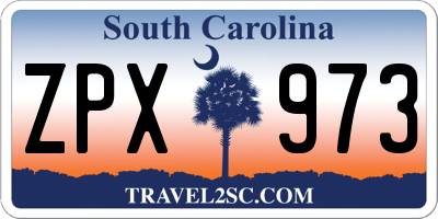 SC license plate ZPX973