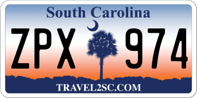 SC license plate ZPX974
