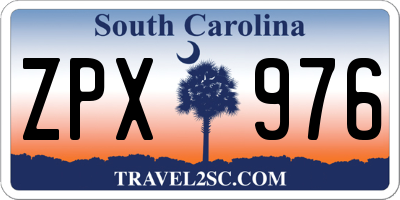 SC license plate ZPX976