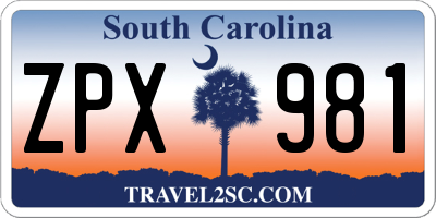 SC license plate ZPX981