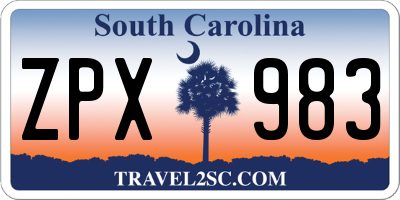 SC license plate ZPX983