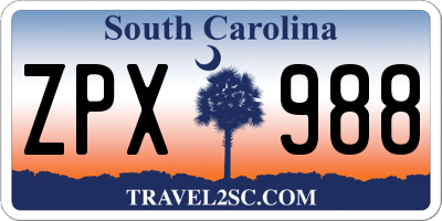 SC license plate ZPX988