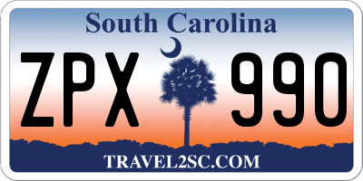 SC license plate ZPX990