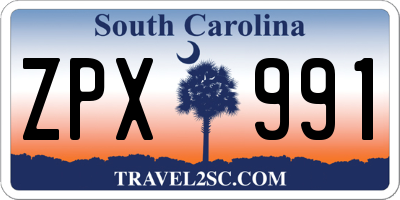 SC license plate ZPX991