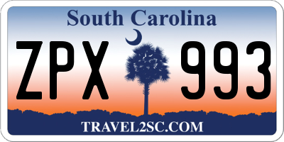 SC license plate ZPX993