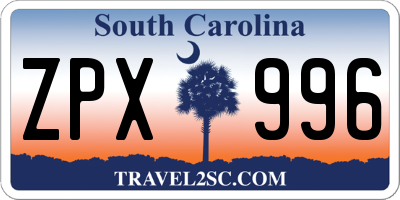 SC license plate ZPX996