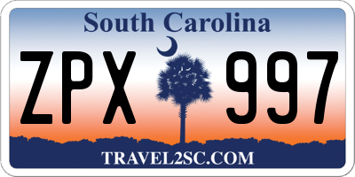 SC license plate ZPX997