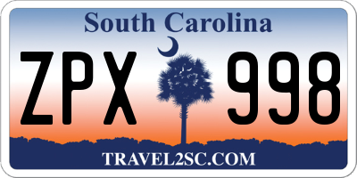 SC license plate ZPX998