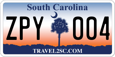 SC license plate ZPY004