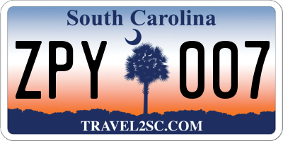 SC license plate ZPY007