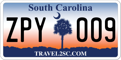 SC license plate ZPY009