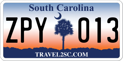 SC license plate ZPY013