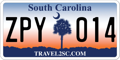 SC license plate ZPY014
